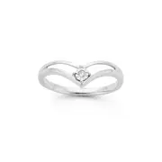 9ct White Gold Diamond Split V Shape Ring