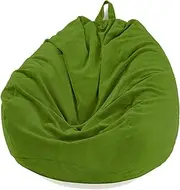 Bean Bag Chair Cover Without Filling Washable Soft Cotton Linen Sturdy Zipper Beanbag Case Sack Bean Bag for Adults, Kids, Teens(Green A,100x120 cm)