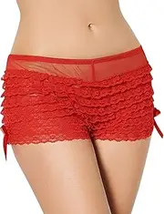 [Yummy Bee] Frilly Knickers for Women - Sissy Panties Women - Burlesque Ruffled Lace Knickers - Plus Size 6-26