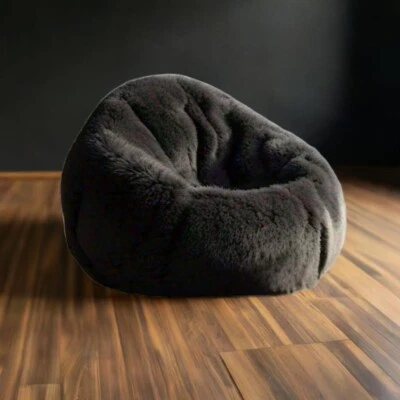 Bean Bag Fur Bean Bag Sofa Cover Without Beans Size XXXL Black Home Decor gift