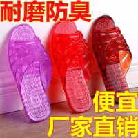 在飛比找Yahoo!奇摩拍賣優惠-水晶拖鞋女透明夏季天坡跟塑膠簡約家居室內懷舊經典家用媽媽低跟