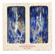 2 New Arte di Murano Alessandro Coppola Glasses Hand Made Confetti Indented