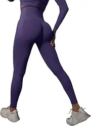 [Generic] Yoga Pants for Women Slim Fit Athletic Sweatpants Sexy Breathable Regular & Plus Size, Dark Purple, Medium