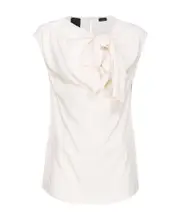 Pinko Bow-Detailed Sleeveless Crep Top IT38,IT46 White