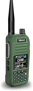 [Talkpod] A36SE 5Watt Handheld UHF CB Radio, 80 Channels, 1500mAh Battery, IP54, CTCSS/DCS, Dual Watch, 1 Pack (Green)