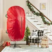 1pc Christmas Tree Cover Bag, Christmas Storage Bag, Vertical Tree Large Capacity Storage Bag With Drawstring,Red, Christmas Accessories 140cm*190cm