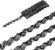 uxcell 5 Yard Sequins Beaded Lace Trim 0.6 Inch Wave Sequin Braid Trim Strip Paillette Ribbon for Crafts, Embellishments, DIY Sewing Costume, Black