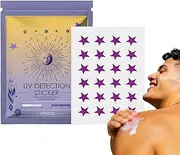 UV Detection Stickers, UV Stickers for Sunscreen, Set of 24 Stickers for Tan, Replitation of Sun Protection in the Shape of a Star, Supply