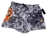 NEW Ed Hardy Designs Gray Mesh Panther Skull Shorts Men's Size Large