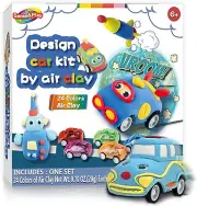 24 Colors Air Dry Clay for Kids with 6 Pull Back Toy Car, Ultra-Light and Soft
