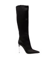 Dolce Gabbana Pointed Toe Satin Boots 38.5 Black