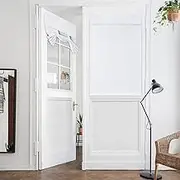 HOMEIDEAS Pure White French Door Curtains, Privacy Door Curtains for Door Window, 26 X 40 Inch Door Window Covering for Glass Door, Thermal Insulated Tie Up Shades Window Curtains for Bedroom, 1 Panel