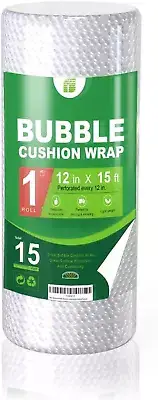Perforated Bubble Cushioning Wrap Roll - 12X15 Inches, 15 Total Feet