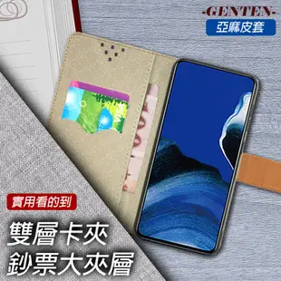 亞麻系列 ASUS ZenFone 5Q ZC600KL 插卡立架磁力手機皮套 藍色