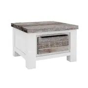 Homestead Single Drawer Lamp Table - White/Wood