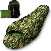 SereneLife Sleeping Bag for 3-4 Seasons, Camping Gear - Mummy Sleeping Bag for Adults/Teens w/Pillow, Bag - Outdoor Lightweight Weather Proof - Camping, Hiking Traveling