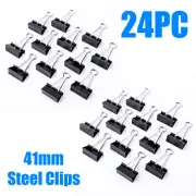 24pc Deli Effortless Foldback 41mm Steel Binder Paper Clips for Office School
