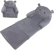Plush Foldable Kids Sofa Backrest Armchair 2 in 1 Foldable Children Sofa Cute Cartoon Lazy Sofa Children Flip Open Sofa Bed for Living Room Bedroom Without Liner Filler (3 Layers)