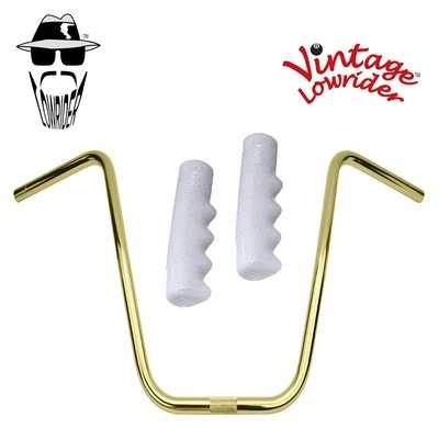 Original Lowrider 16" 22.2 D Handlebar Gold 120mm Grips Sparkle/White