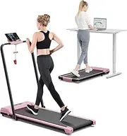 [UMOMO] 2 in 1 Electric Folding Walking Pad Treadmill, Portable Under Desk Treadmil for Home Office Gym Exercise Fitness, 2.2HP Motor Max 12 km/h, with APP and LED Display