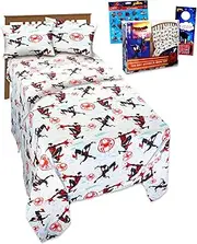 Miles Morales Bedding Set for Toddlers - Miles Morales Bedroom Decor Bundle Includes Miles Morales Sheets with Flat Sheet, Fitted Sheet, and Pillowcase for Twin Bed | Spiderman Twin Bedding Set
