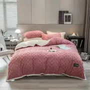 Pineapple Fleece Quilt Cover Set - Pink