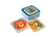 3pc Rex London Kids Plastic Snack Lunch Box Square Set Colourful Creatures