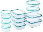 Total Solution 24-Pc Glass Food Storage Container Meal Prep Set with Plastic Lid