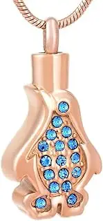 DOTUIARG Gold Silver Rose Gold Penguin Animal Pendant Necklace Jewelry Making Cremation Ash Urn Keepsake for Women Girls Gifts Ashes