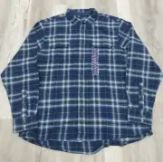 Woolrich Shirt Mens 2XL Blue Plaid Brawny Flannel Long Sleeve Thick Shacket