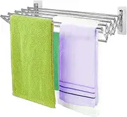 Wall Mounted Space-Saver Laundry Drying Rack Retractable Fold Clothes Airer Bath Towel Rail Wall Hook Hanger Dryer for Balcony Mudroom 50cm 50cm LWX