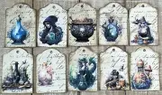 junk journal fantasy witch potion apothecary tags 10 tag set mystical fantasy