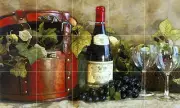 20 x 12 Wine Art Mural Tumbled Marble Backsplash Tile #169