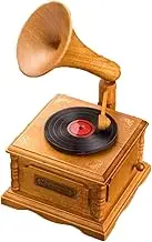 Music Box Wooden Music Box Imitation Phonograph Wind-up Music Box Home Decoration Desktop Ornament Handicraft Birthday Musical Box