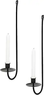 Wall Mounted Candle Sconces Set of 2, Black Metal Candle Holders for Home Decor
