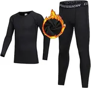 Gavena Kids Thermal Base Layer Set Boys Compression Sets Children Gym Sport Compression Suit for 6~13 Age