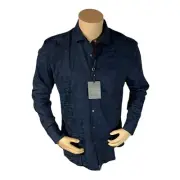 TED BAKER Endurance Camo Jacquard Endurance Shirt Sz 15 1/2 Color Blue NWT