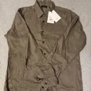 THEORYMen 100%Linen Shirt ButtonUp LongSleeve Light Brown(Wasabi)Size M 225$ NWT