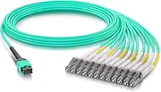 10Gtek MPO (F) to 12x LC OM3 Multi-Mode Fan-Out Patch Cord, 10 ft/3 m, Breakout 0.5m