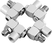 Air Hose Adapters, 360 Degree Swivel Connectors, 4PCS Aluminum Pneumatic Fittings, Industrial Portable Air Tool Adapters, Silver
