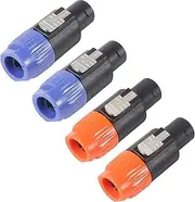 XIITIA 4pcs Speakon Speaker Adapter Connectors for Nl4fx Speakon Plug Connectors Speakon Cables, 4 Pin Female to Nl4fc Male Converter Nl2fx Plug 4 Pole for Speakers Powercon Twist Lock(Blue+Orange)