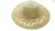 Marcus Adler "Daydreaming" Womens Straw Hat Floppy Sun Woven Wide Brim Beige NEW