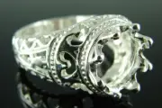 6212 Ring Setting Sterling Silver Size 7.75, 10mm Round Cut Gemstone