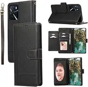 YocoverTech for Oppo A74 5G Case,for Oppo A54 5G Wallet Case[5 Card Slots+a Pocket+Mirror] PU Leather Folio Flip Magnetic Cover-Black