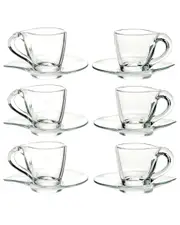 Barski European 6PC Glass Espresso Cup With Saucer Set