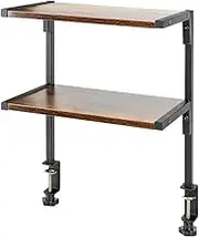 ZOMICE Clamp On Desk Organizer Shelf, 12 Inch Clamp-on Above or Under Desktop Storage Shelf,2 Tier Clip On Shelving Unit for Table Accessories (Brown)