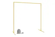 Golden Square Wedding Arch Adjustable 1M-2M Flower Rack Backdrop Stand Balloon Arch Stand for Wedding Birthday Party Garden Ceremony Decoration