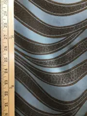 BLUE BROWN Floral Wavy Brocade Upholstery Drapery Fabric (54 in.) Sold BTY