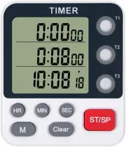 Dual Kitchen Timer Digital - 3 Channel for Cooking with Alarm, Large Display, Ma