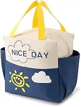 Insulated Lunch Bag with Foil Layer - Double Side Pockets, Thermal Lunch Box Carrier for Kids & Adults - Leak Proof & Lightweight for School, Work, Picnic - Cute Cartoon Design（White Cloud）